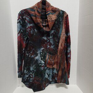 Radzoli Art to Wear cowl Neck Tunic Sweater Multicolor y2k style Eclectic Small